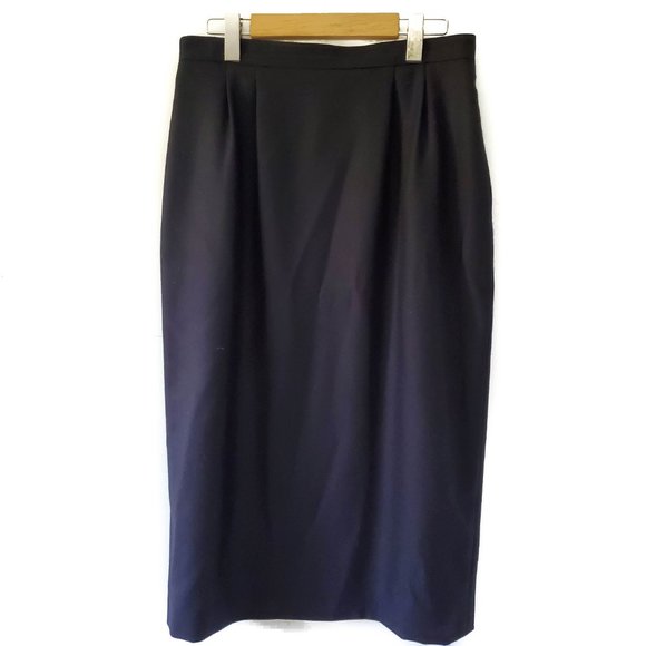 Henry White 100% Wool Black Pleated Skirt Size 14 - Picture 3 of 11